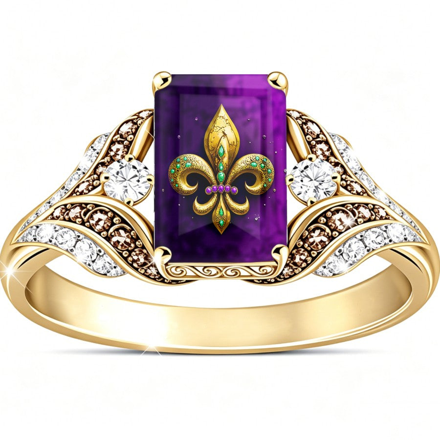 Purple Fleur De Lis Statement Ring
