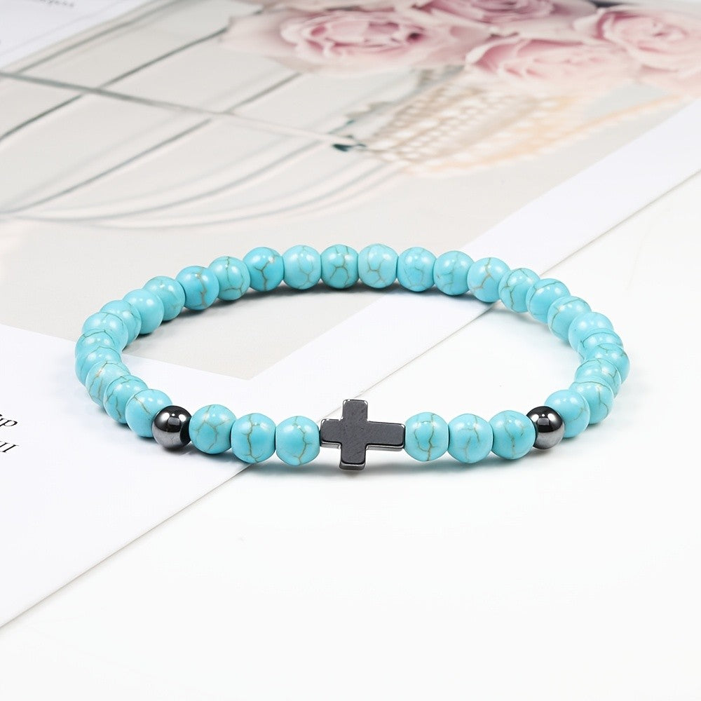 Turquoise & Black Cross Bracelet