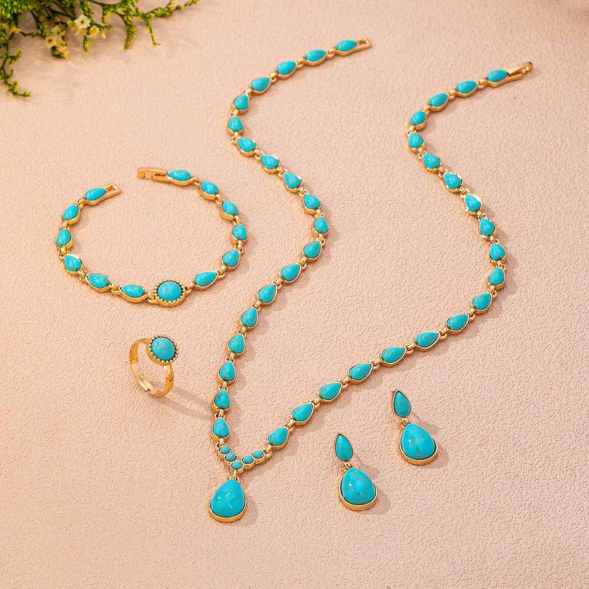 Teal Drop Link Jewelry Set