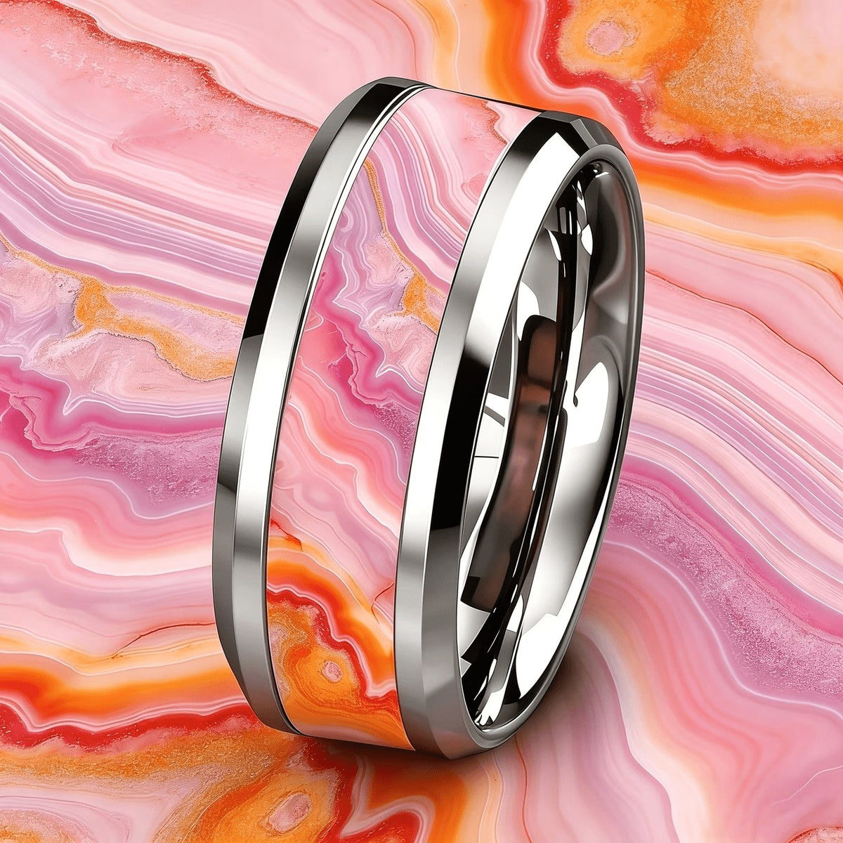 Pink Agate Band Ring