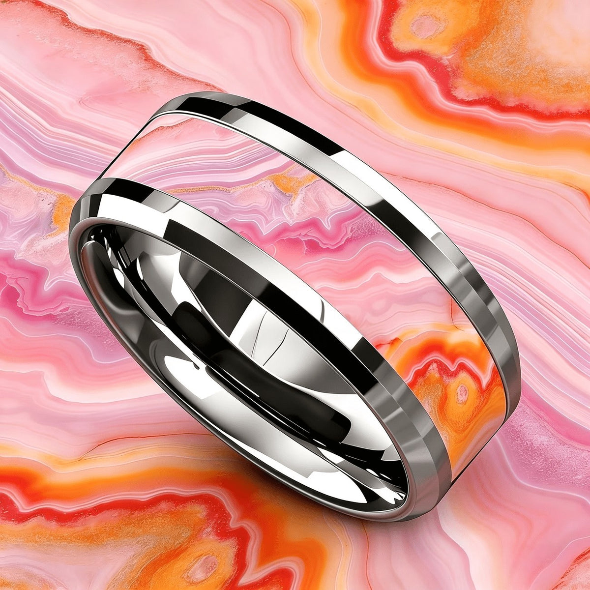 Pink Agate Band Ring