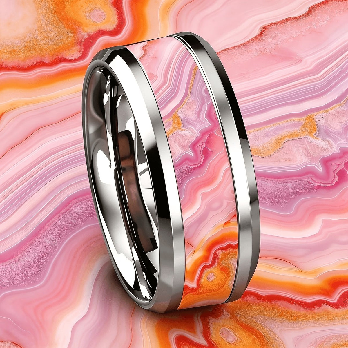 Pink Agate Band Ring