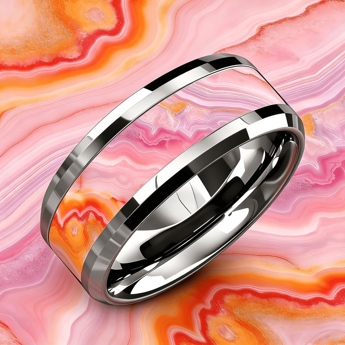 Pink Agate Band Ring