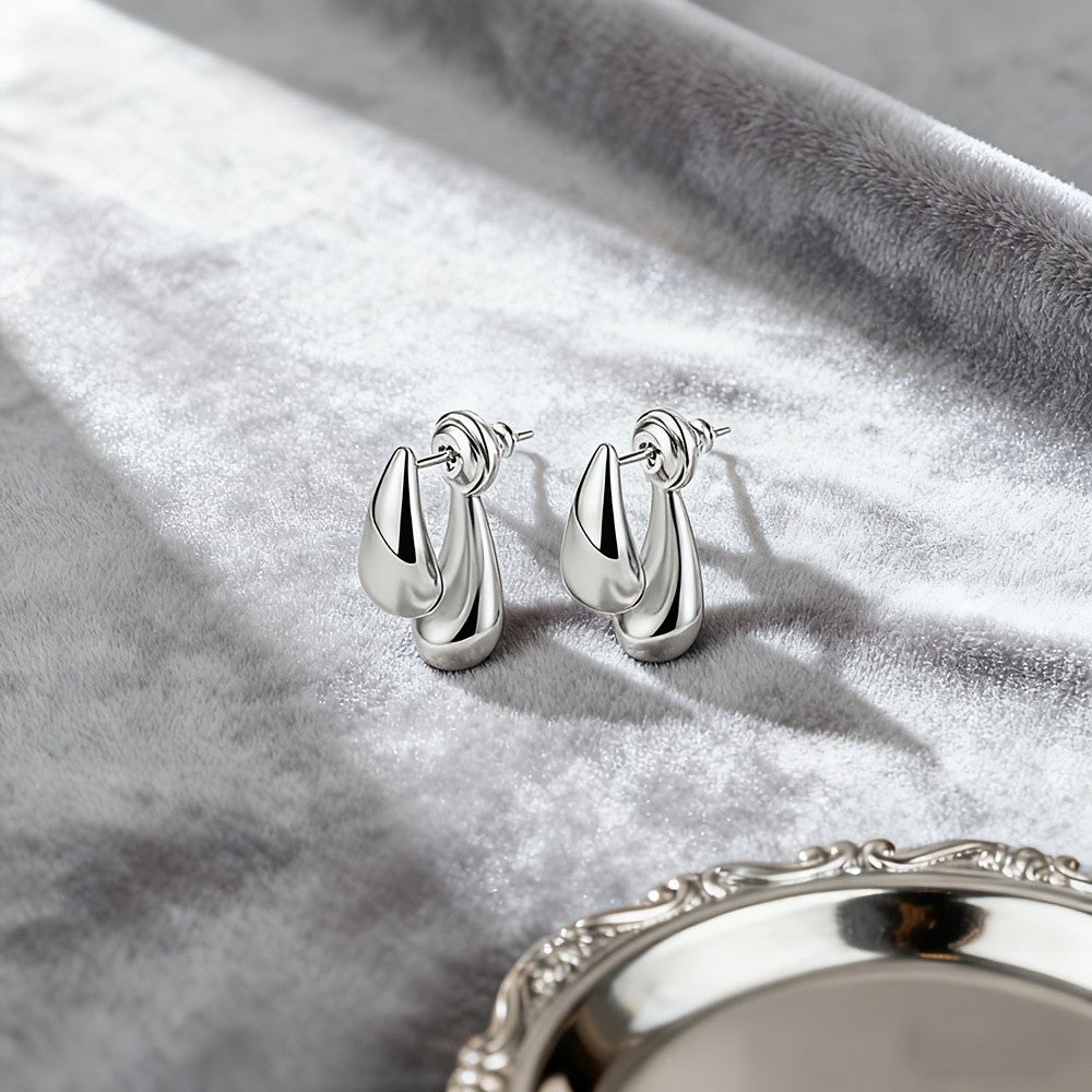 Two-Tone Water Drop Earrings