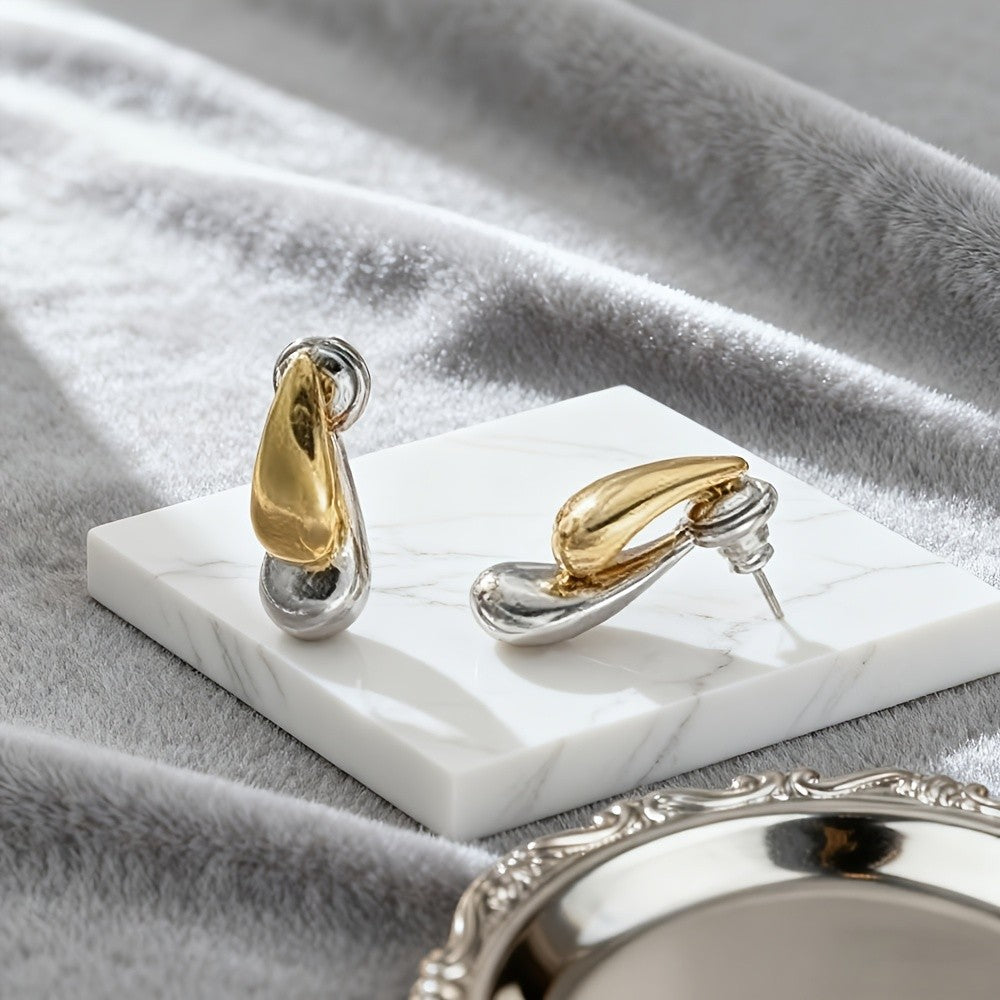 Two-Tone Water Drop Earrings