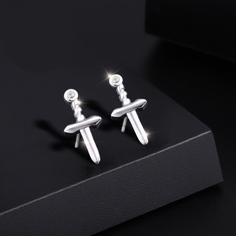 Crystal Sword Stud Earrings