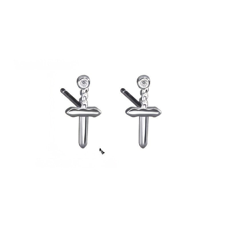 Crystal Sword Stud Earrings