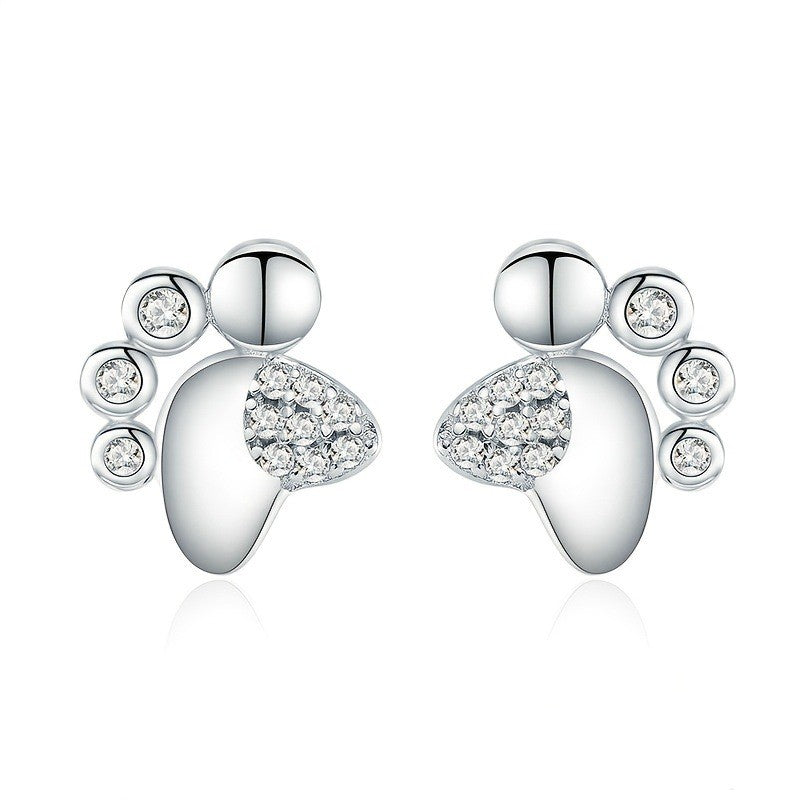 Crystal Paw Print Stud Earrings