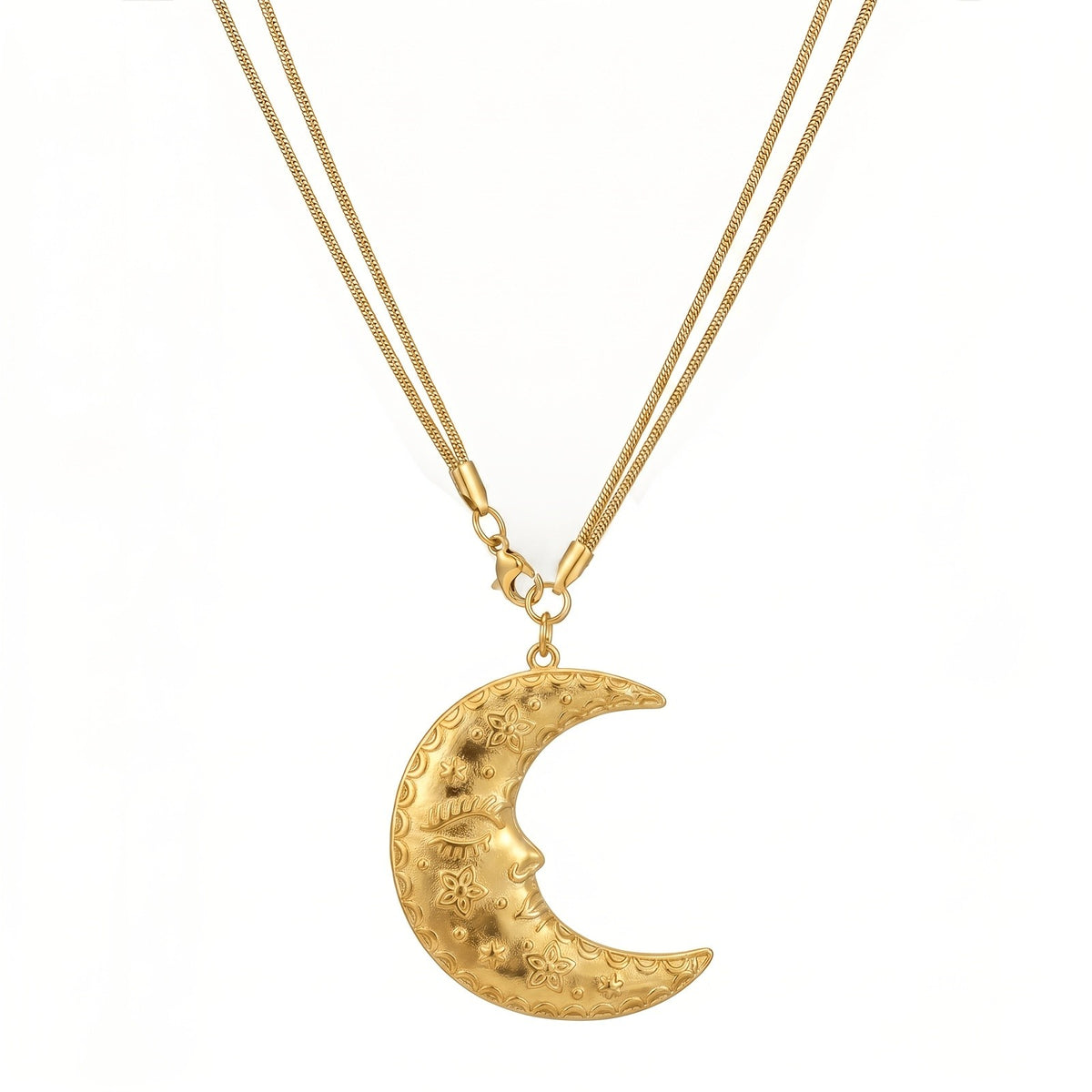 Floral Crescent Moon Necklace