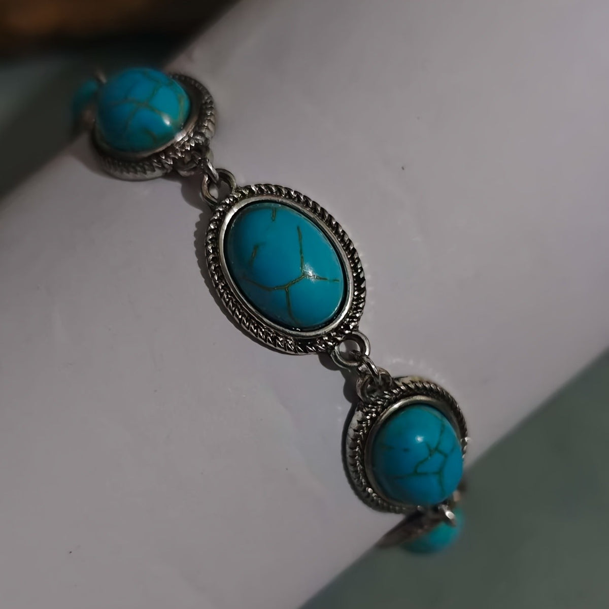 Oval Turquoise Link Bracelet