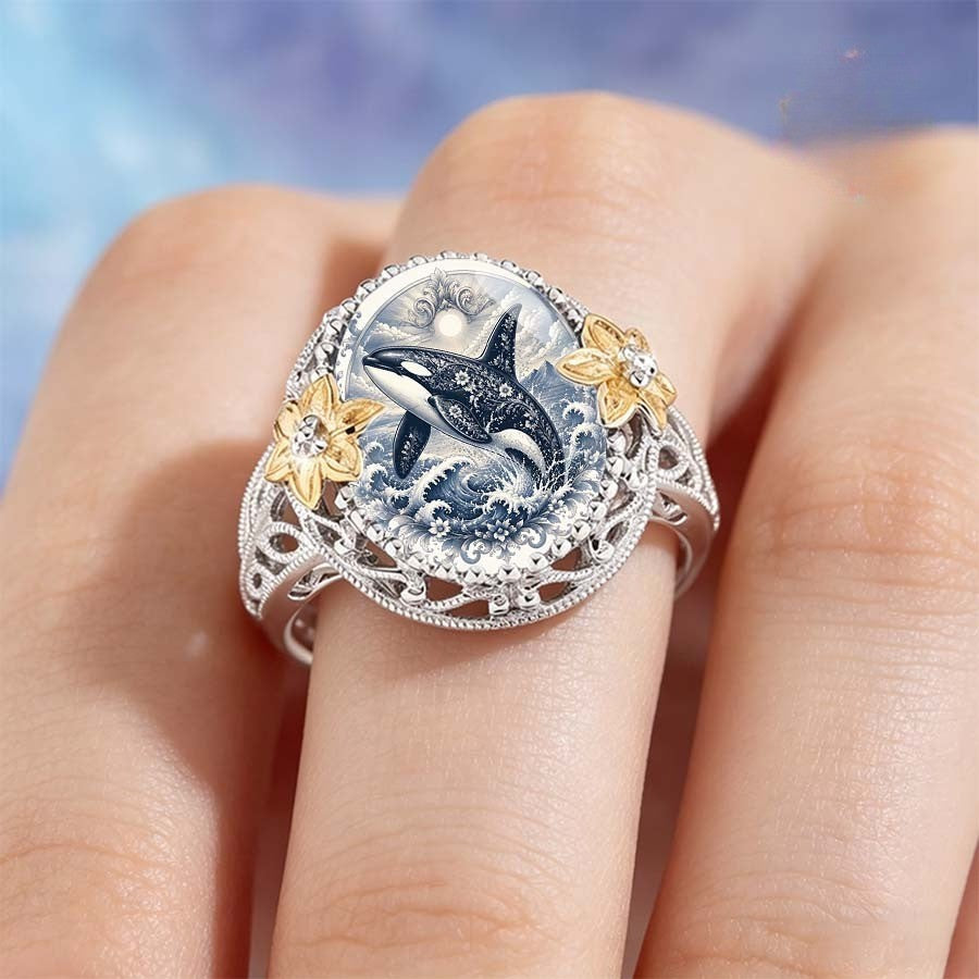 Orca Wave Statement Ring
