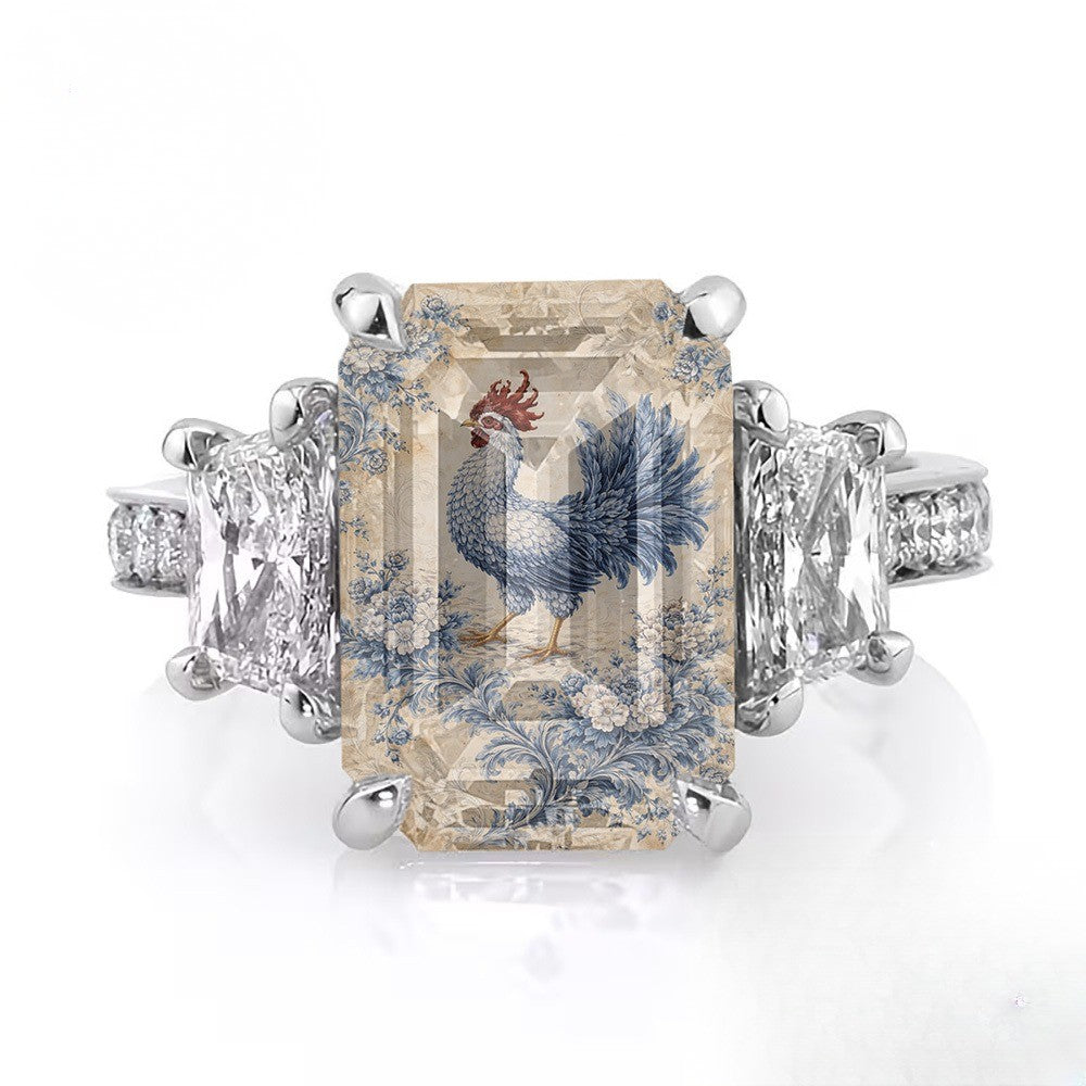 Blue Rooster Square Ring