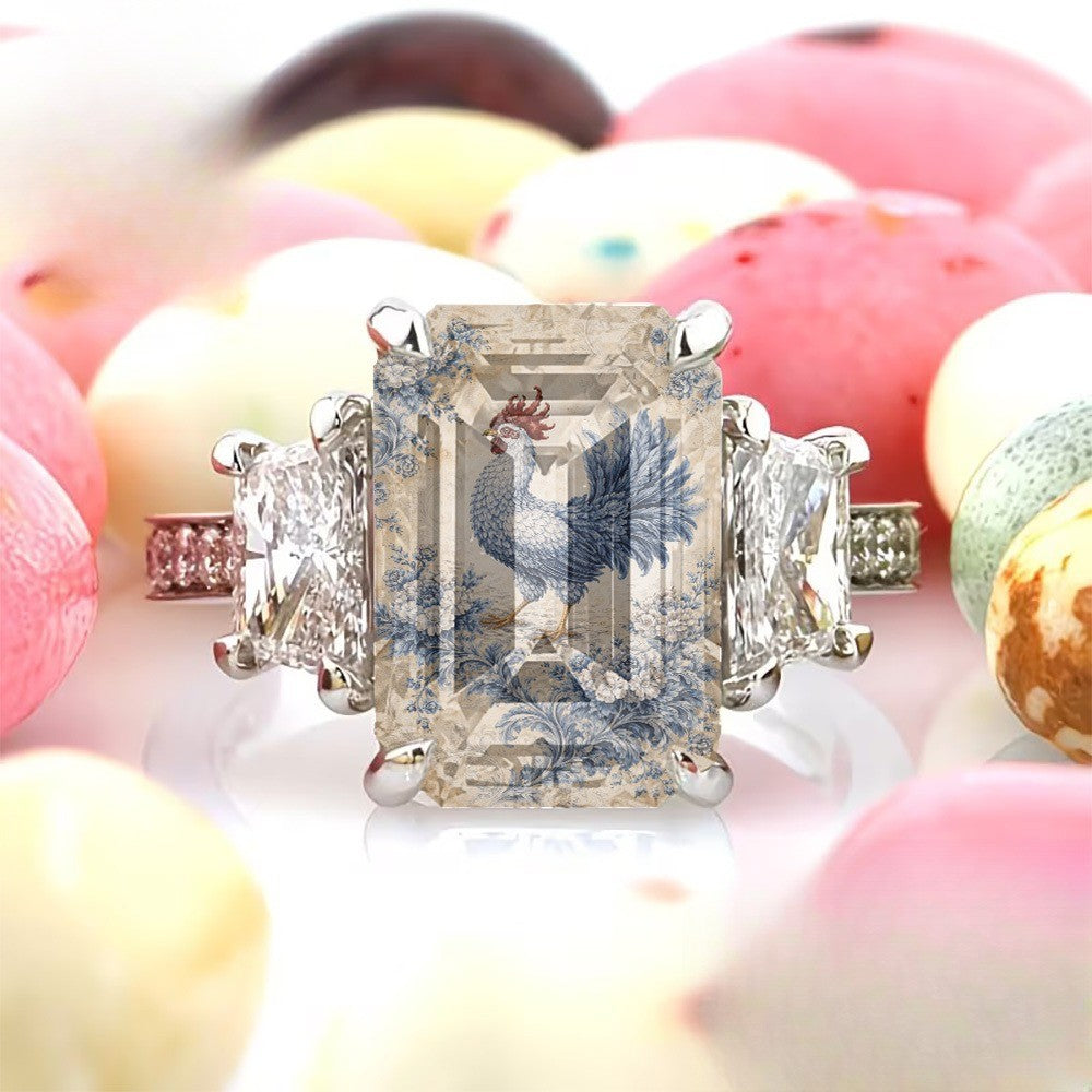Blue Rooster Square Ring