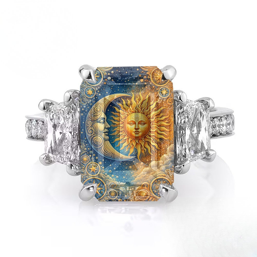 Sun and Moon Starry Sky Square Ring