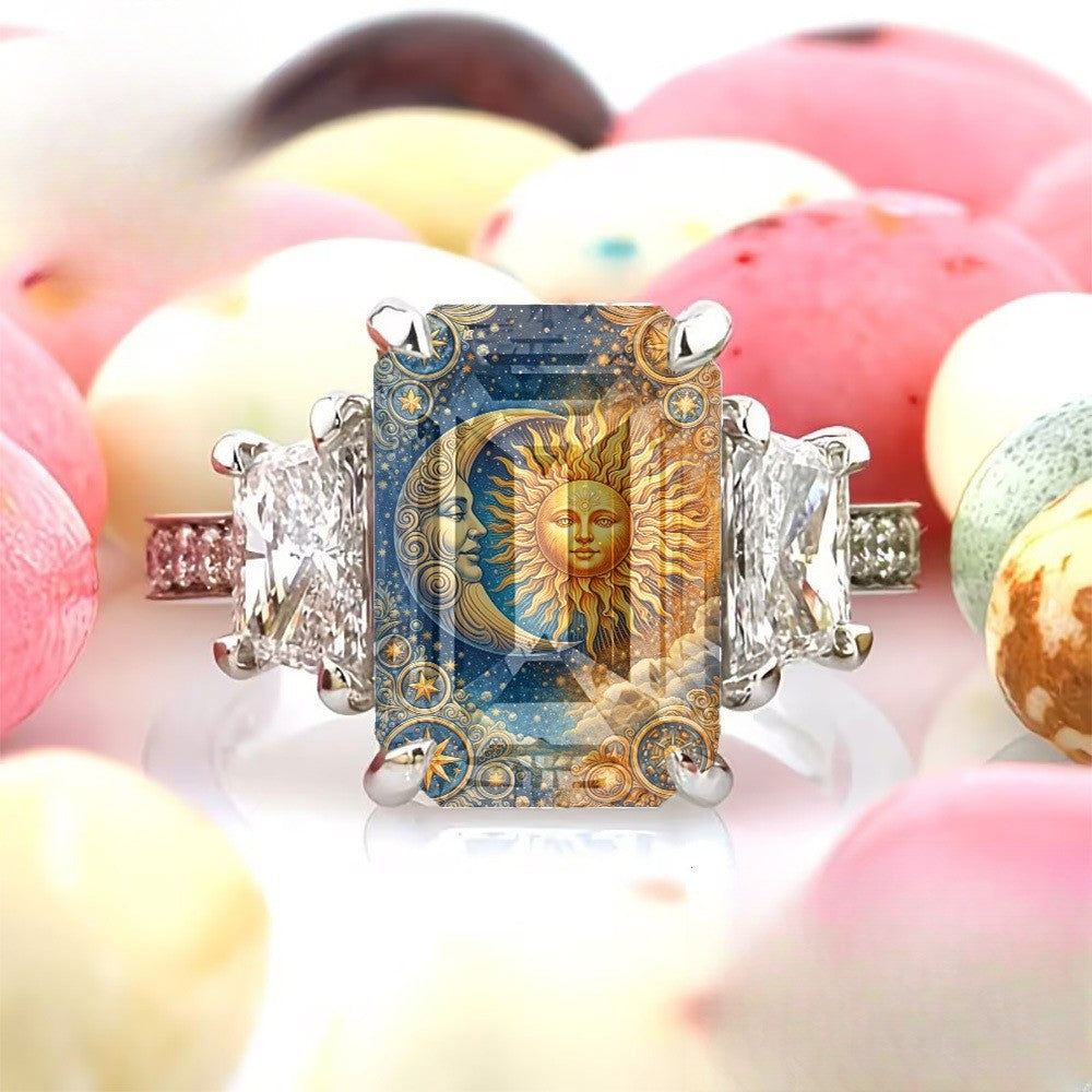 Sun and Moon Starry Sky Square Ring