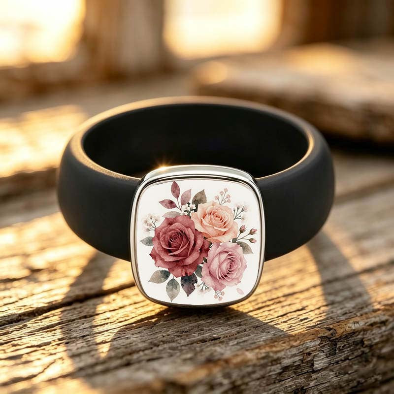 Dusty Rose Floral Square Ring