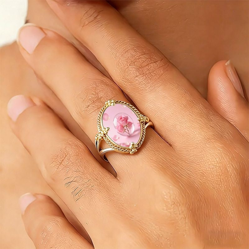 Pink Rose Oval Ring