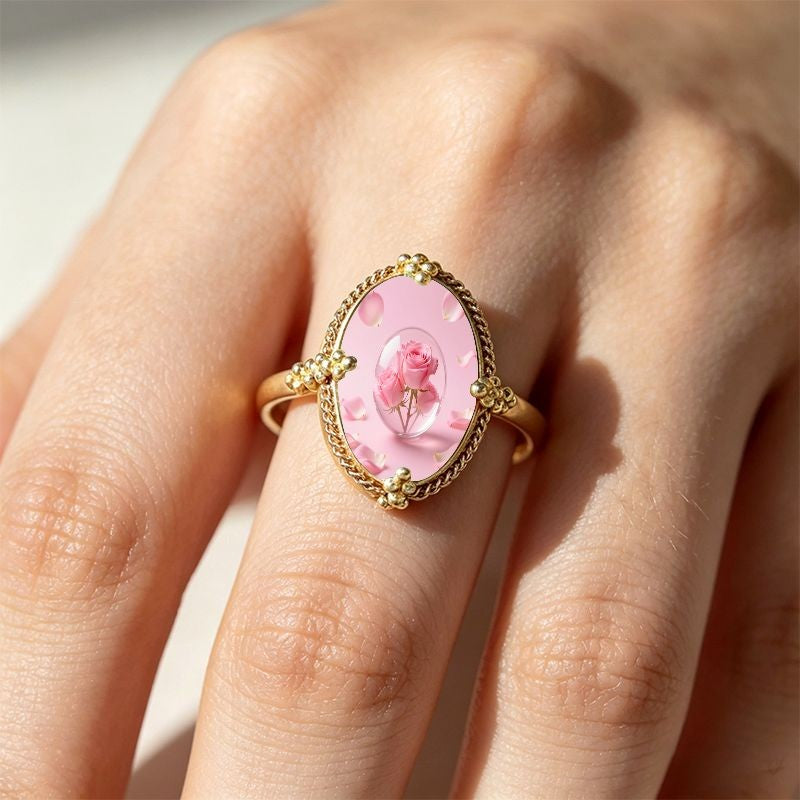 Pink Rose Oval Ring