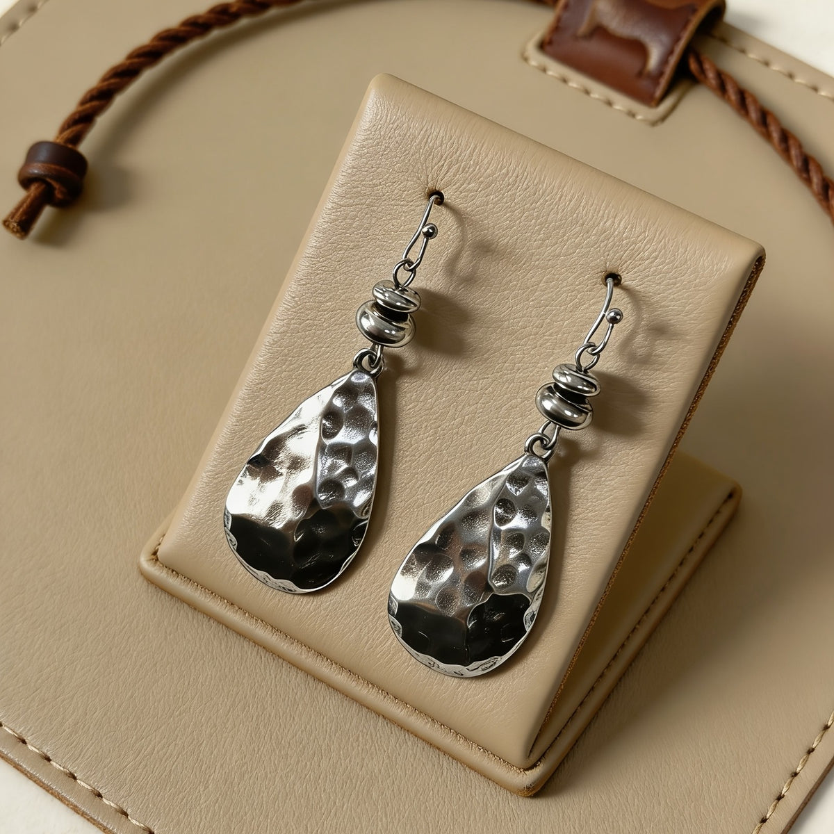 Hammered Teardrop Dangle Earrings