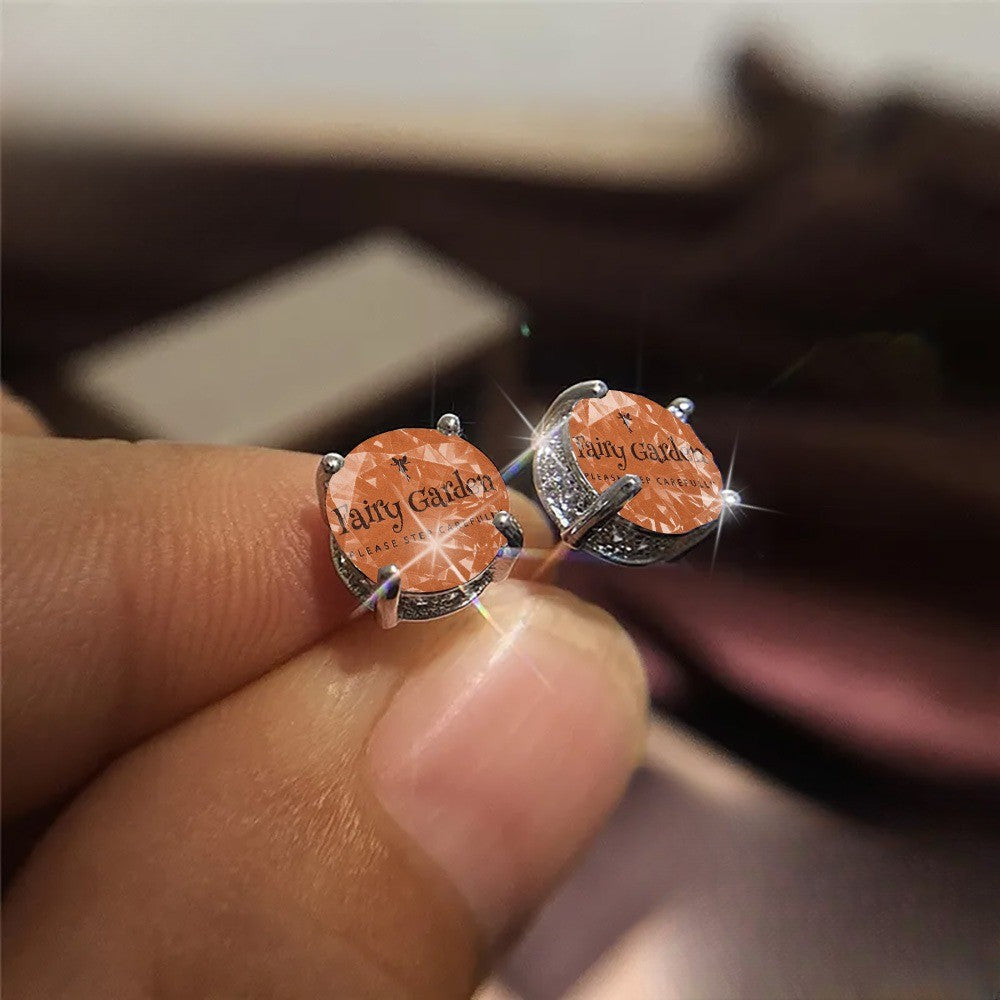 Fairy Garden Orange Crystal Stud Earrings