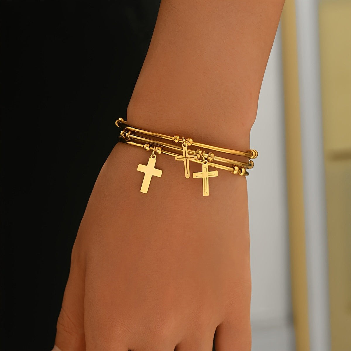 Triple Cross Bangle Bracelet