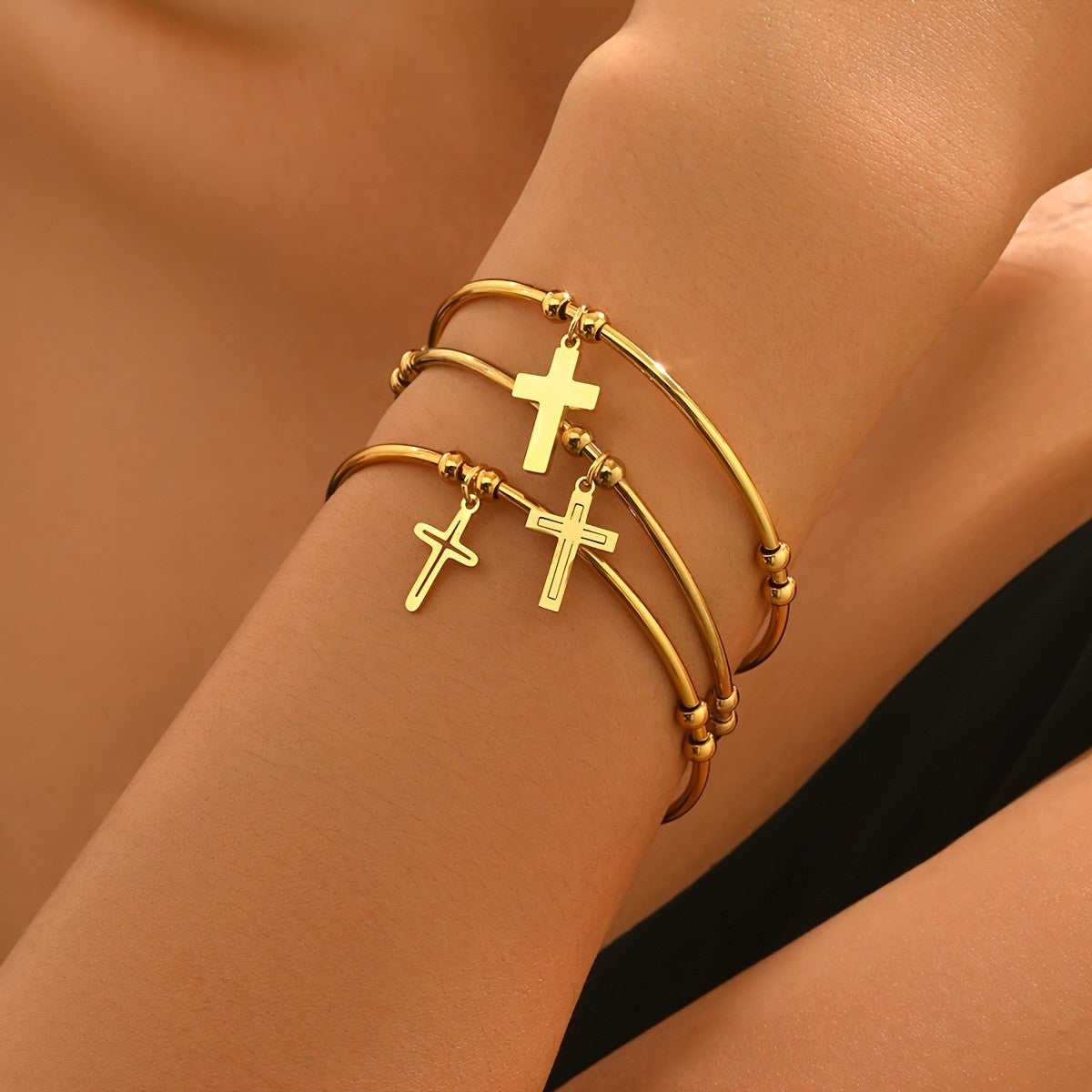 Triple Cross Bangle Bracelet