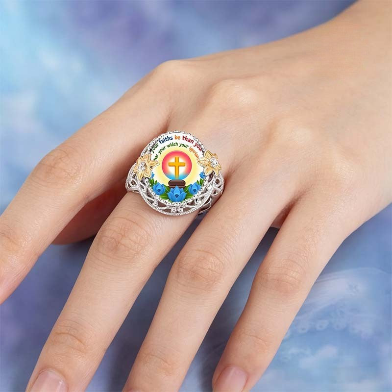 Faith & Floral Cross Ring
