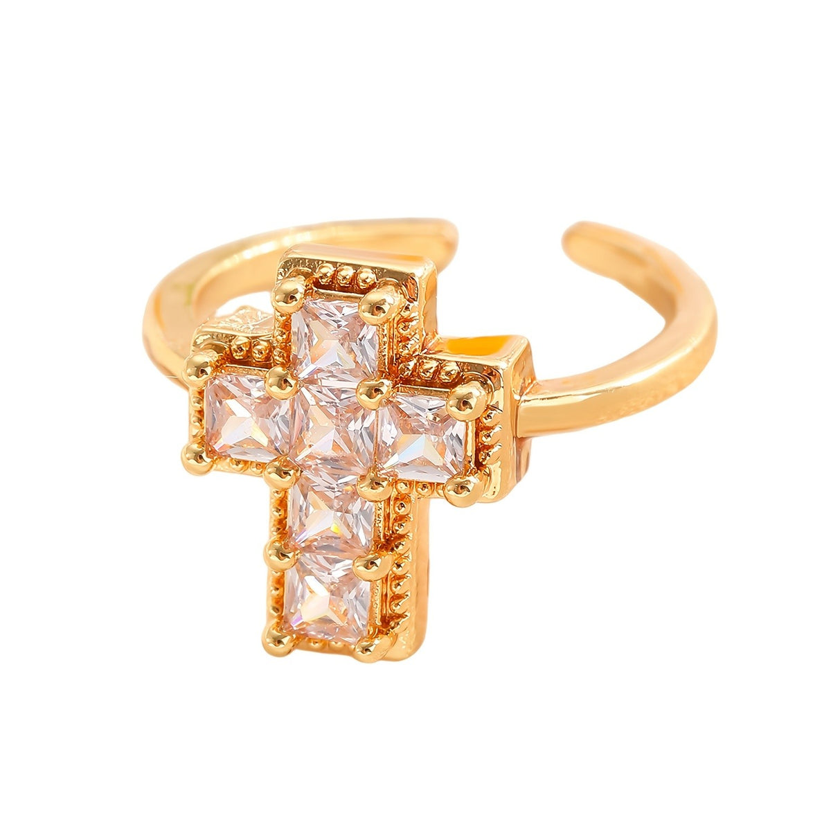 Glass Mosaic Cross Ring