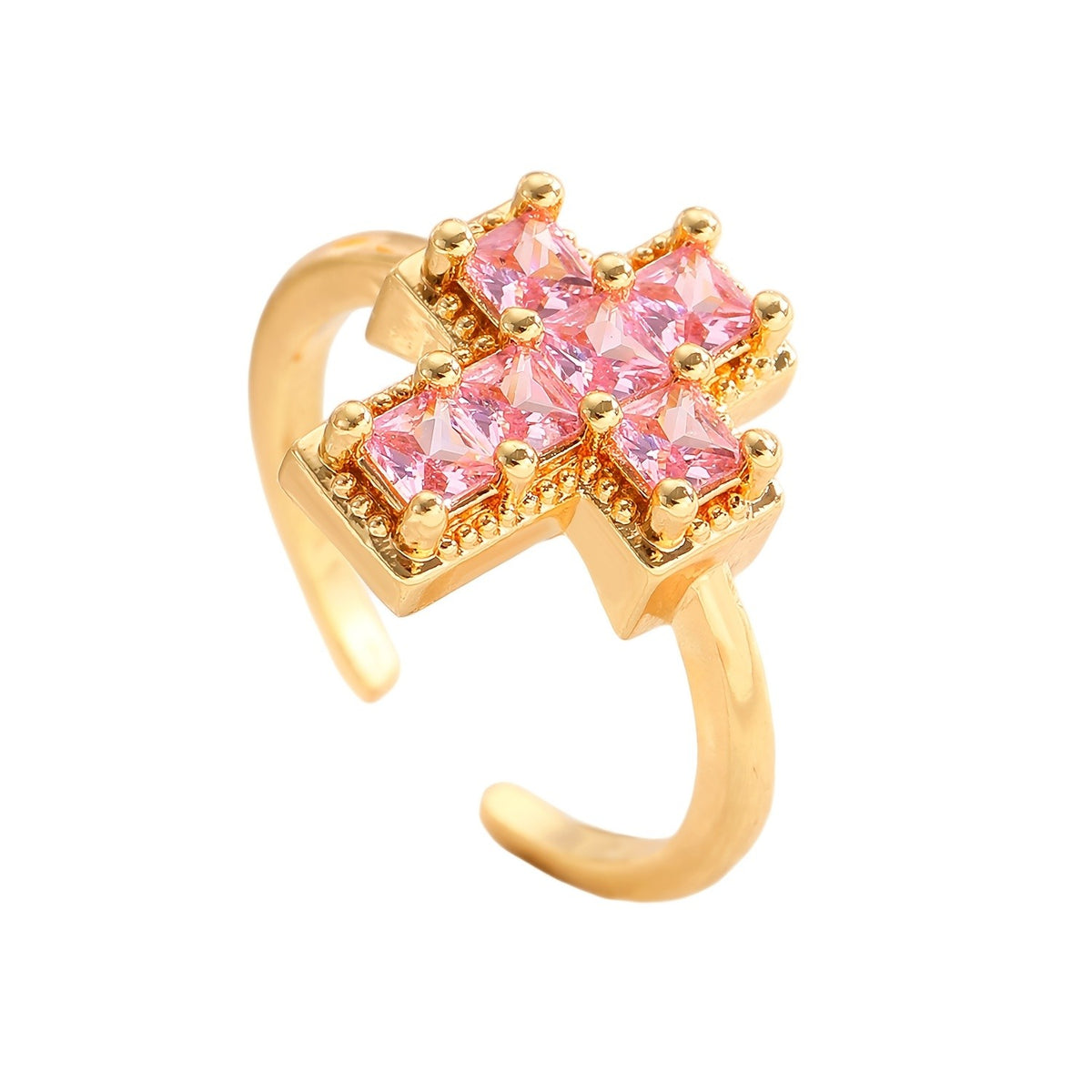 Glass Mosaic Cross Ring