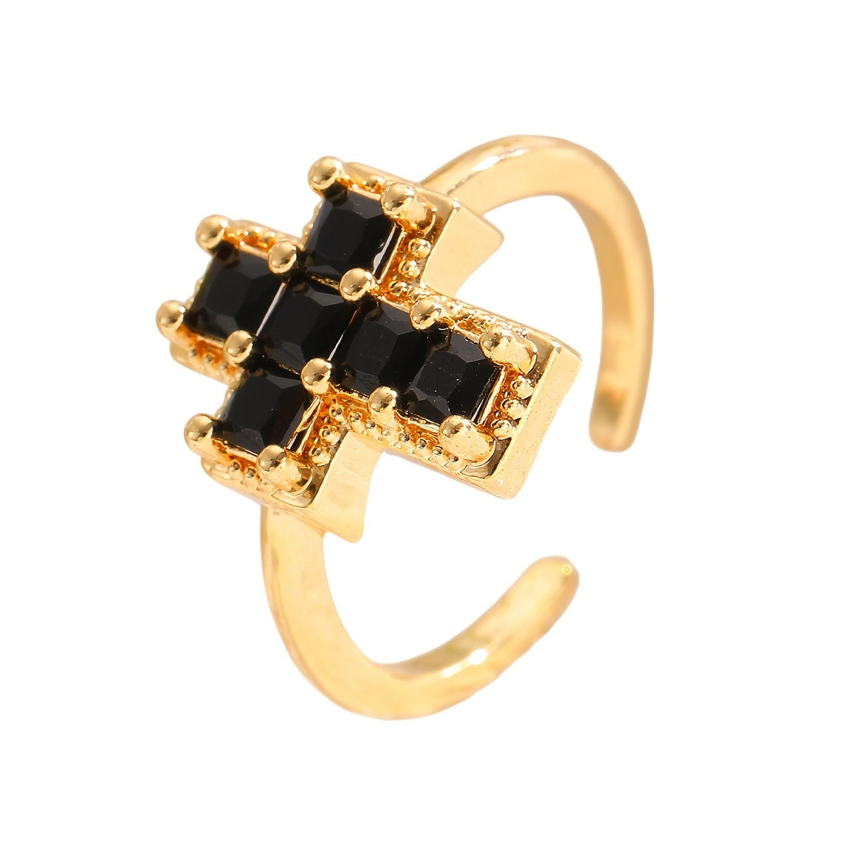 Glass Mosaic Cross Ring