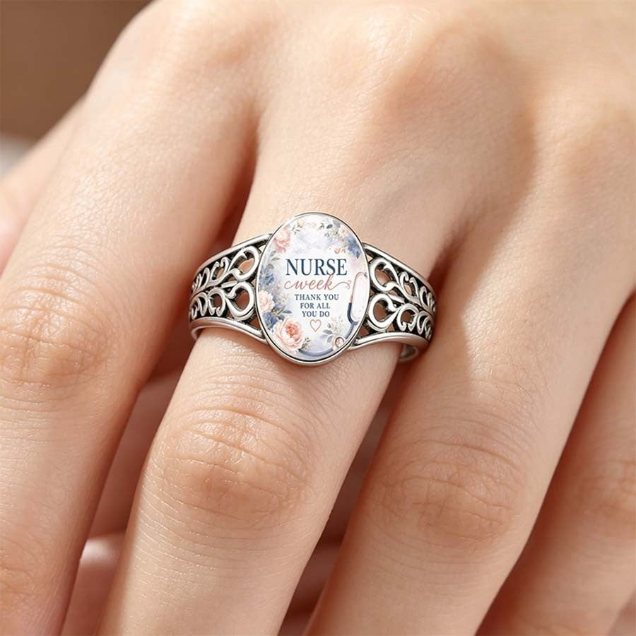 Nurse Week Floral Oval Ring