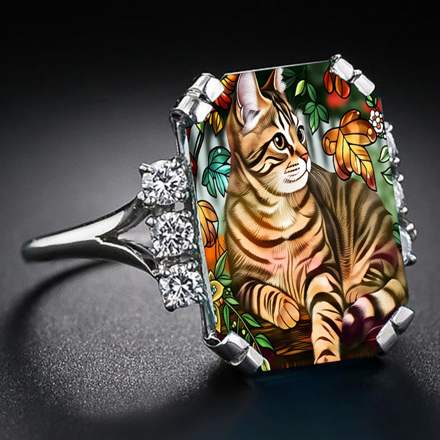 Tabby Cat Rectangular Ring