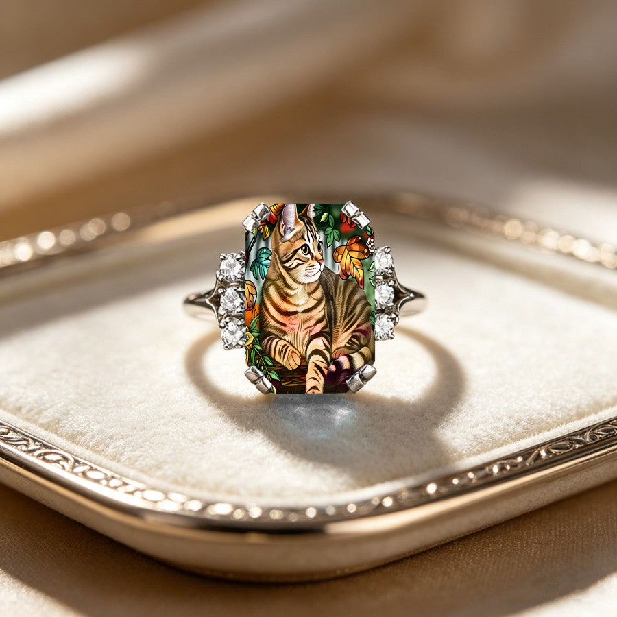 Tabby Cat Rectangular Ring