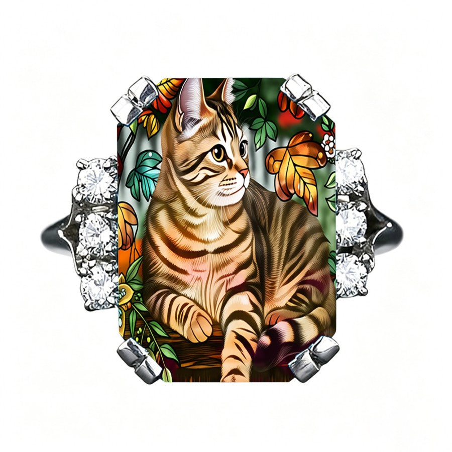 Tabby Cat Rectangular Ring
