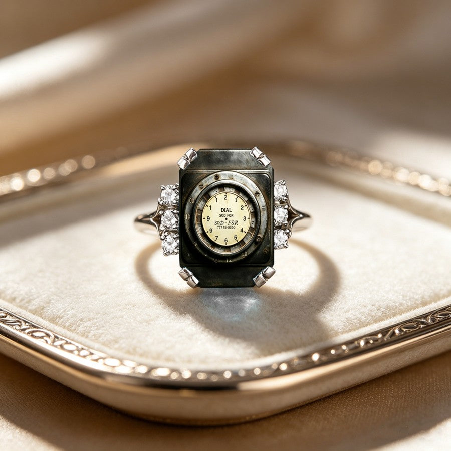Vintage Dial Square Ring