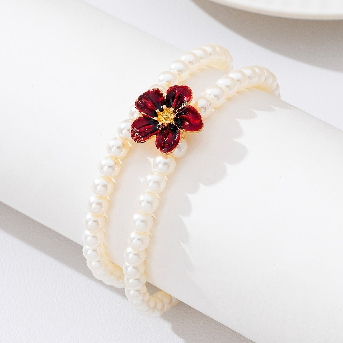 Red Flower Pearl Anklet