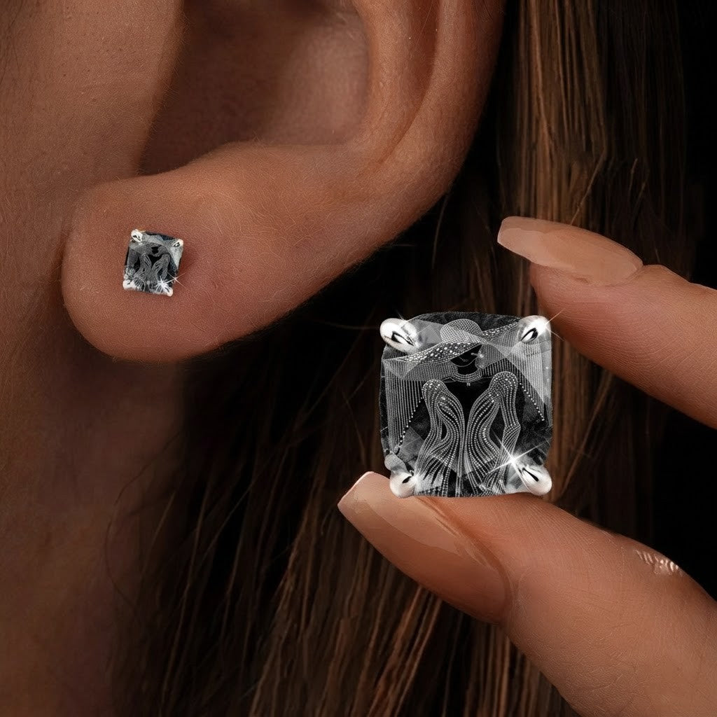 Black Lace Square Earrings