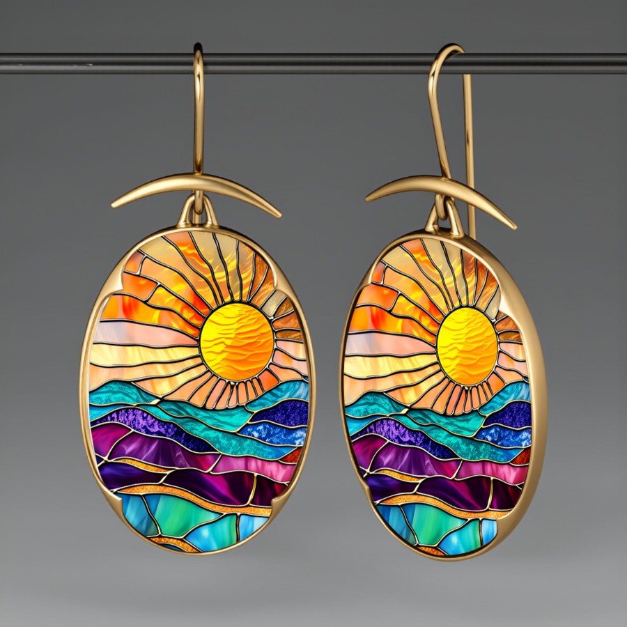 Sunset Landscape Drop Earrings