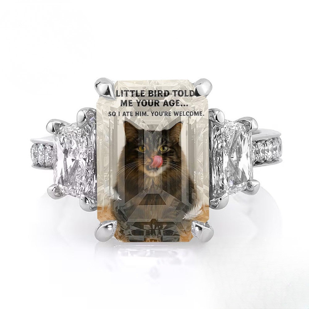 Little Bird Cat Square Ring