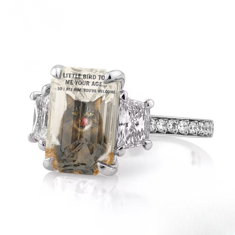 Little Bird Cat Square Ring