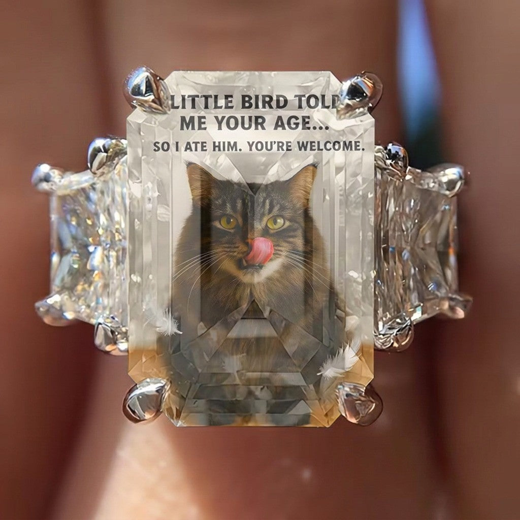 Little Bird Cat Square Ring