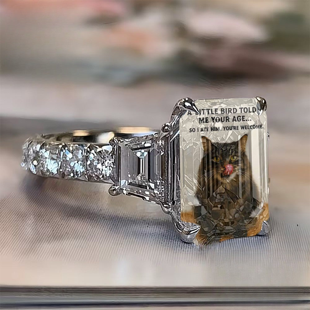 Little Bird Cat Square Ring