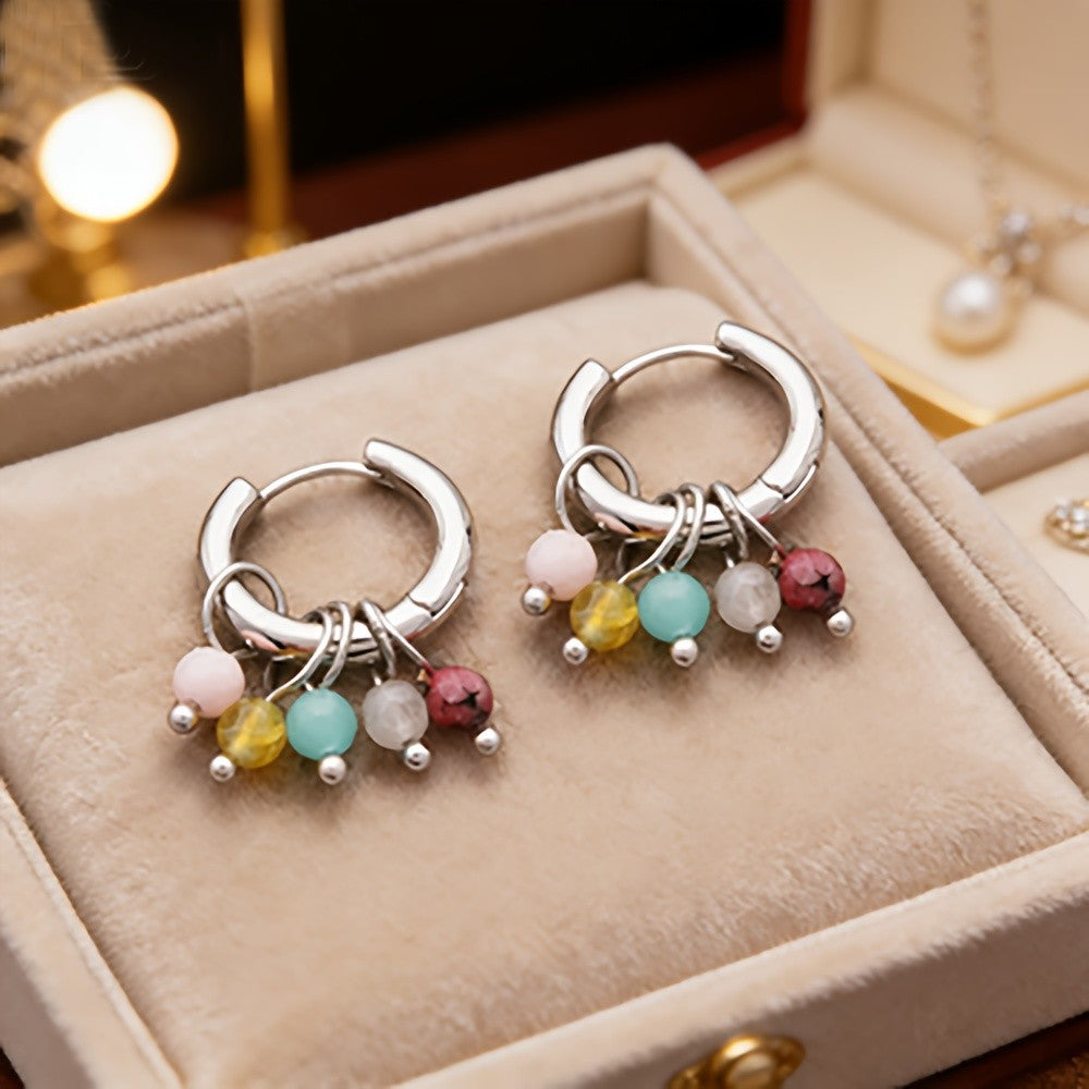 Multi-Stone Hoop Earrings