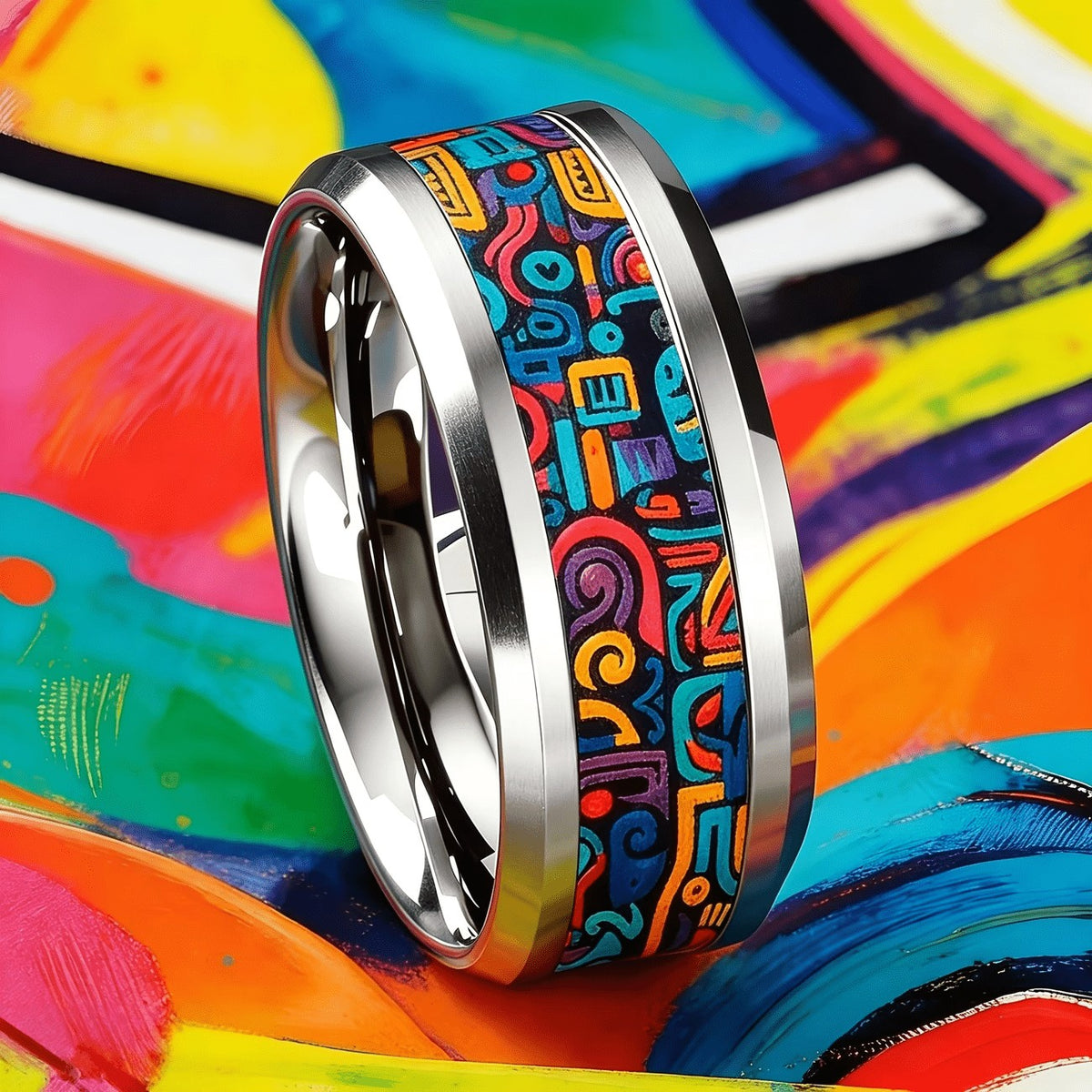 Colorful Tribal Pattern Ring