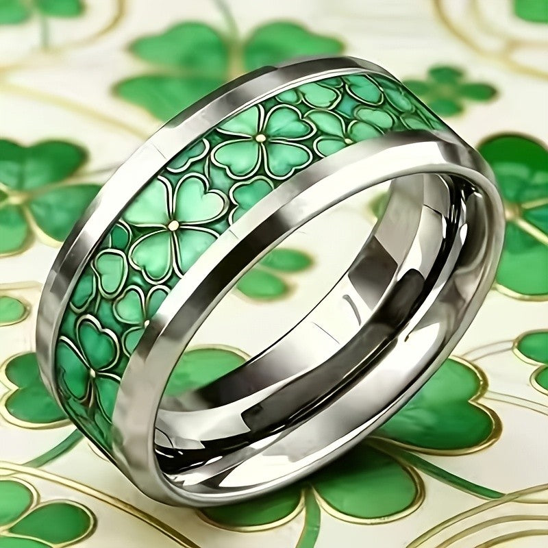 Green Clover Inlay Ring