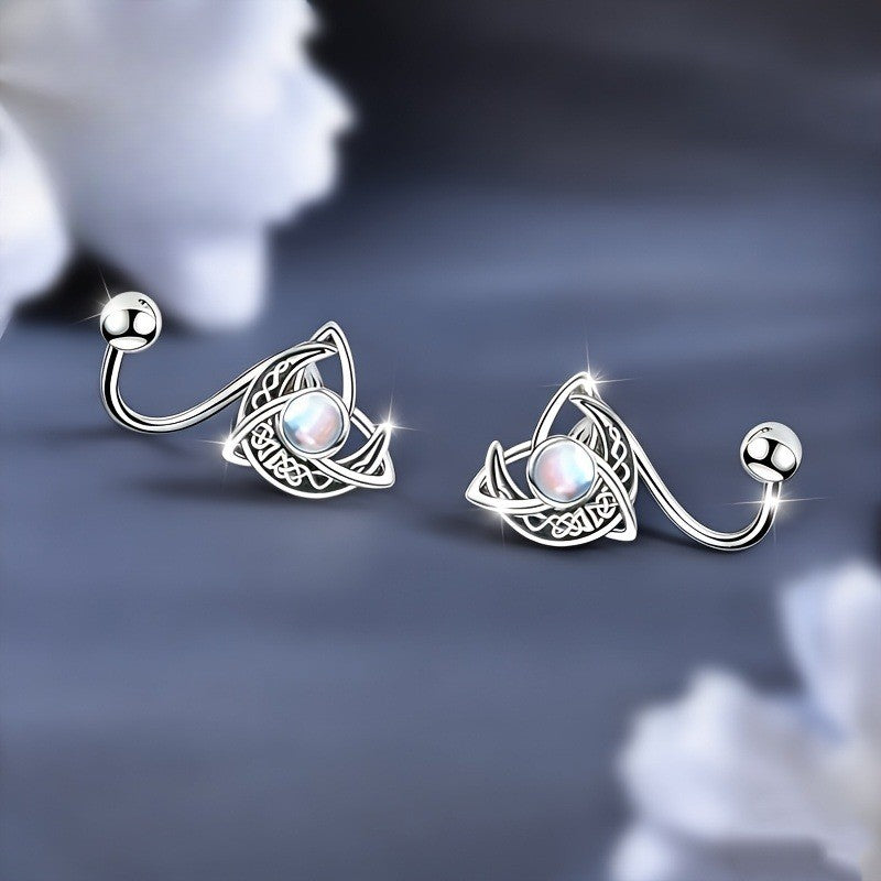 Celtic Knot Moon Stud Earrings