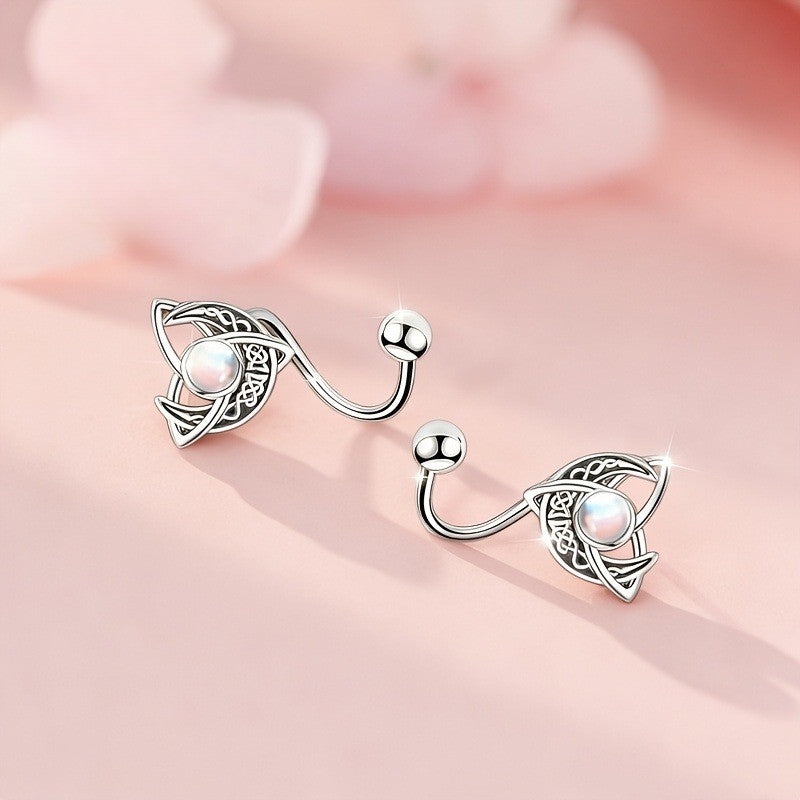 Celtic Knot Moon Stud Earrings