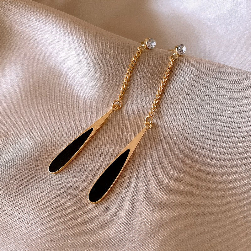 Black Drop Chain Earrings