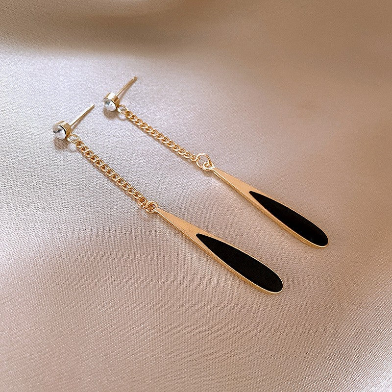 Black Drop Chain Earrings