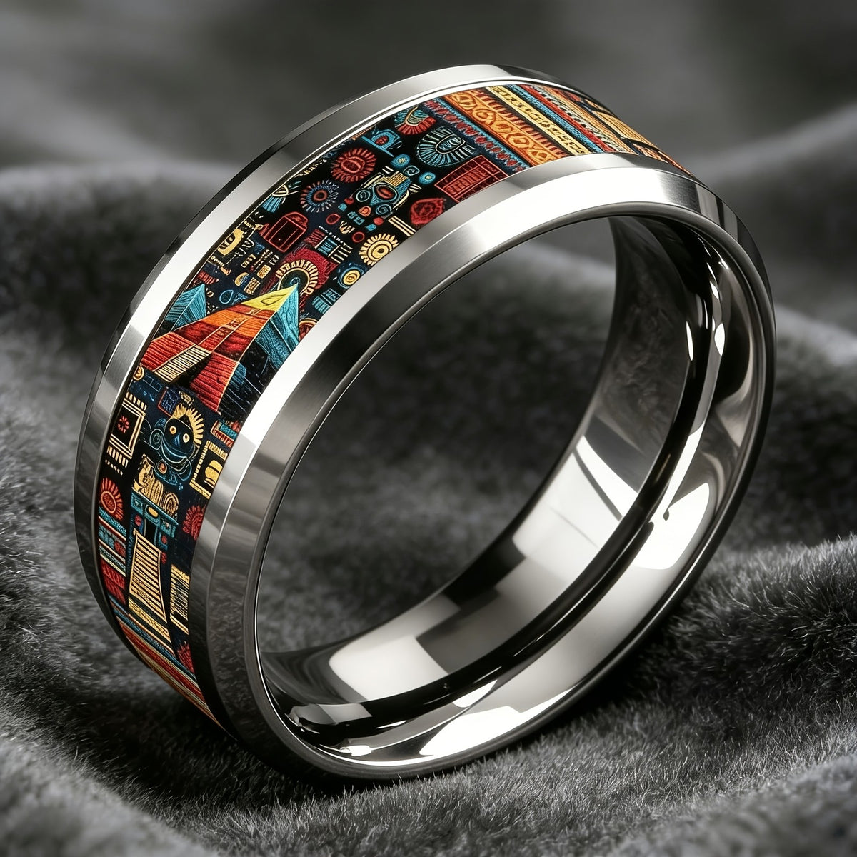 Colorful Pyramid Pattern Ring